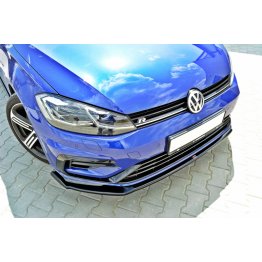 Накладка сплиттер на передний бампер Вар4 на Volkswagen Golf VII R рестайл